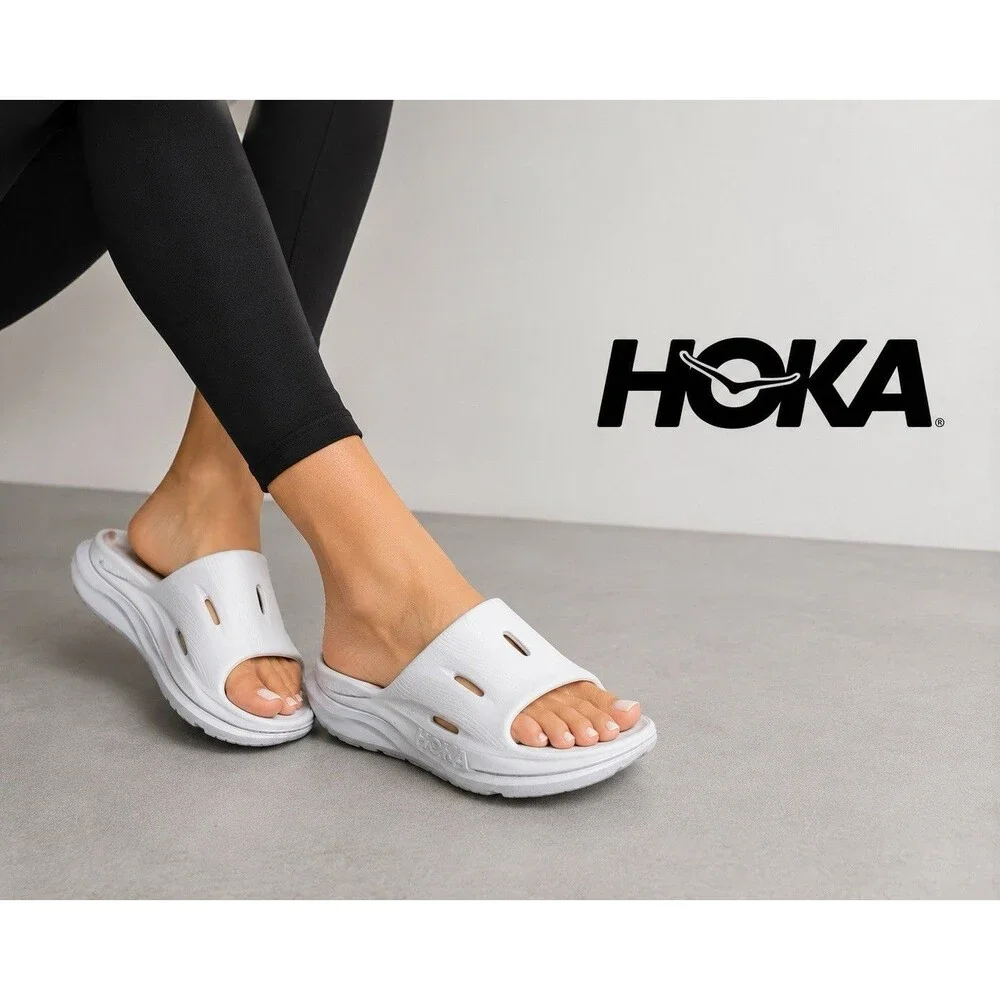 Hoka Ora Recovery Slide 3 White Cushioned Athletic Sandals Unisex Women 7